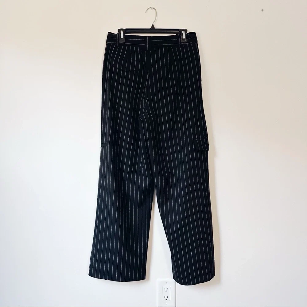 NEW Madewell Cargo Pants in Pinstripe Almost Black - Picture 5 of 9